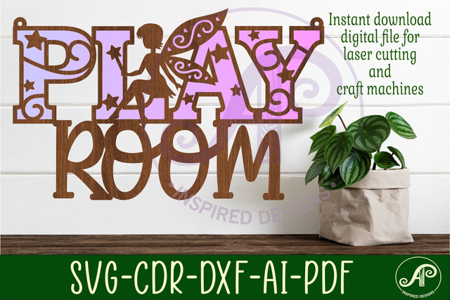 Play room fairy wall sign, SVG file. vector file SVG APInspireddesigns 