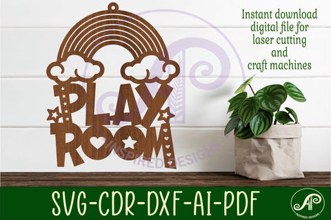 Play room rainbow sign svg laser cut file SVG APInspireddesigns 