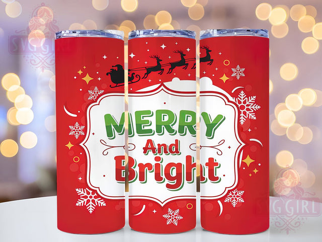 Playful 3D Merry Bright Christmas Tumbler, Inflated Holiday Wrap, Merry and Bright Sublimation, Festive Balloon Cup, 20Oz Skinny Tumbler Wrap, Jolly Christmas Mug, Playful Holiday Design Sublimation SvggirlplusArt 