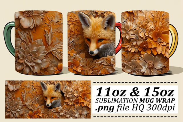 Playful 3D Wildlife Mug Decorations 11oz 15oz Sublimation afrosvg 