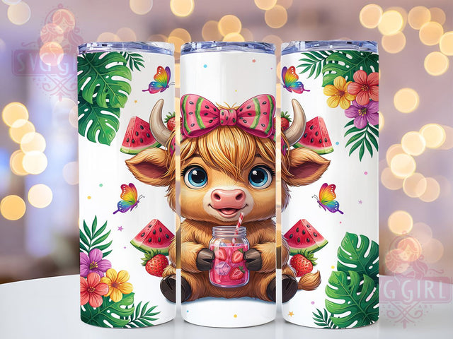 Playful Baby Cow 20oz Tumbler Wrap, Baby Cow, Playful Theme, Farm Animal, Cute Motif, Whimsical Charm, Skinny Tumbler, Sublimation PNG Sublimation SvggirlplusArt 