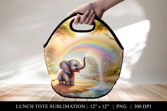 Playful Baby Elephant and Rainbow Sublimation BijouBay 