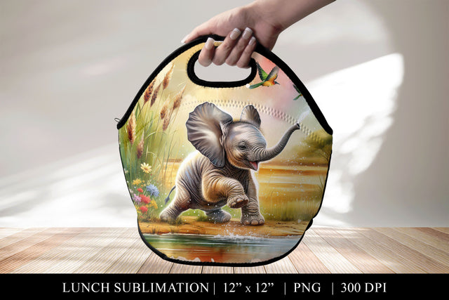 Playful Baby Elephant by the River Sublimation BijouBay 