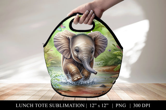 Playful Baby Elephant in Lush Jungle Sublimation BijouBay 