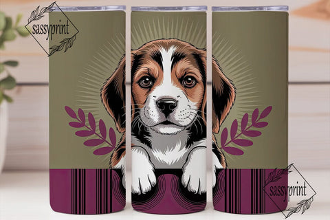 Playful Beagle Puppy 20oz Tumbler Wrap Sublimation sassyprint 