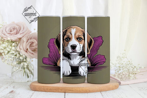 Playful Beagle Puppy 20oz Tumbler Wrap Sublimation sassyprint 