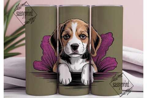 Playful Beagle Puppy 20oz Tumbler Wrap Sublimation sassyprint 