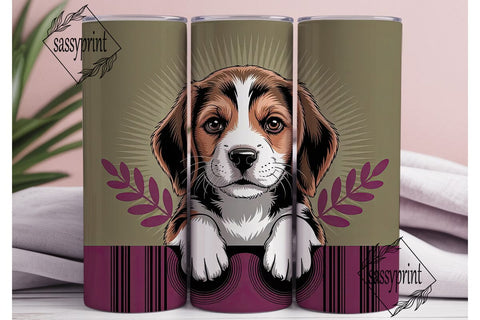 Playful Beagle Puppy 20oz Tumbler Wrap Sublimation sassyprint 