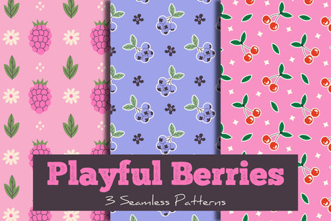 Playful Berries Seamless Patterns & Digital Papers Digital Pattern Rin Green 