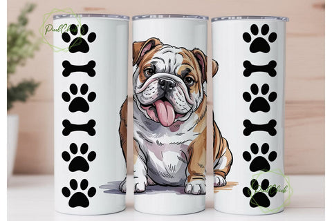 Playful Bulldog 20oz Tumbler Wrap Sublimation PixelChick 