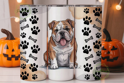 Playful Bulldog 20oz Tumbler Wrap Sublimation PixelChick 