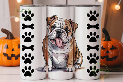 Playful Bulldog 20oz Tumbler Wrap Sublimation PixelChick 
