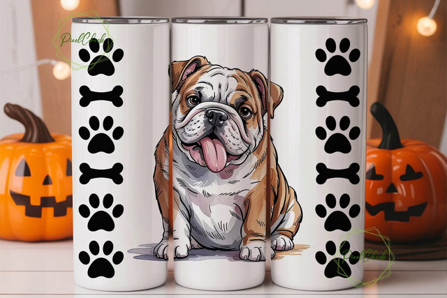 Playful Bulldog 20oz Tumbler Wrap Sublimation PixelChick 