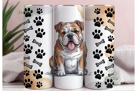 Playful Bulldog 20oz Tumbler Wrap Sublimation PixelChick 