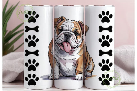 Playful Bulldog 20oz Tumbler Wrap Sublimation PixelChick 