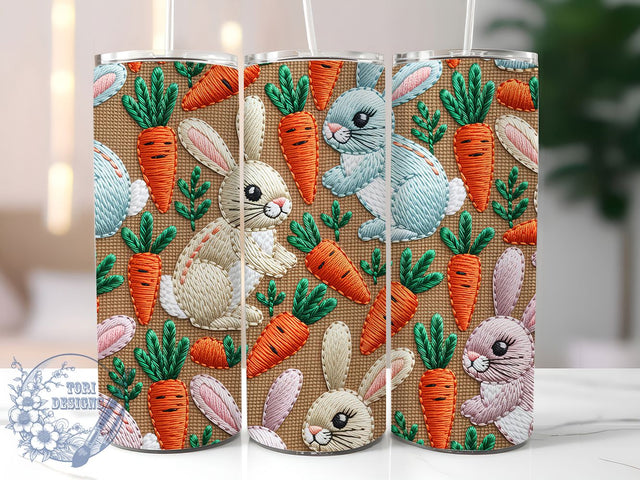 Playful Bunny Carrot Tumbler, Cute Rabbit Tumbler, Easter Bunny Wrap, Playful Bunny Wrap, Spring Bunny Wrap, Sublimation Design, Trendy Gift Idea Sublimation ToriDesigns 