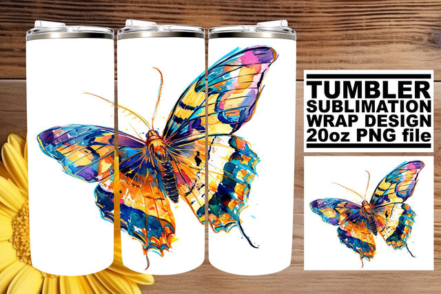 Playful Butterfly 20oz Tumbler Wrap Sublimation afrosvg 