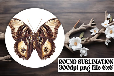 Playful Butterfly Circle Sublimation Design for Car Coasters & Key Rings Sublimation afrosvg 