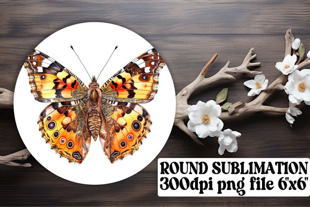 Playful Butterfly Circle Sublimation for Car Coasters & Key Rings Sublimation afrosvg 