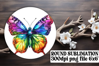 Playful Butterfly Circle Sublimation for Keyrings and Car Accessories Sublimation afrosvg 