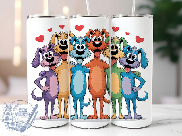 Playful Cartoon Dog Tumbler Wrap, Playful Dog Design, Cute Dog Sublimation, Dog Lover Wrap, Animated Dog Pattern, 20oz Tumbler Template, Whimsical Pet Gift Sublimation ToriDesigns 