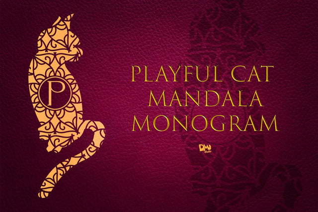 Playful Cat Mandala Monogram Font Dm Letter Studio 