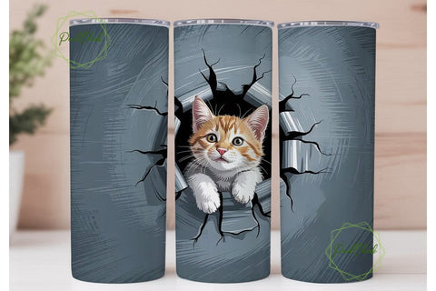 Playful Cat Tumbler Wrap PNG Sublimation PixelChick 