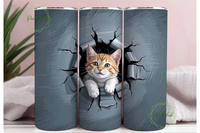 Playful Cat Tumbler Wrap PNG Sublimation PixelChick 