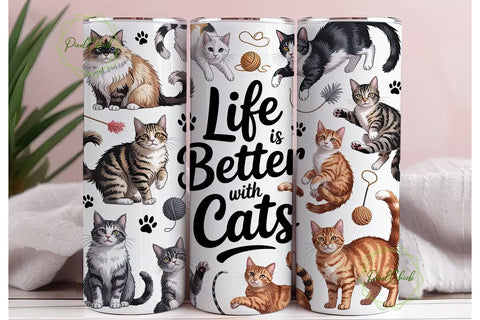 Playful Cats 20oz Tumbler Wrap Sublimation PixelChick 