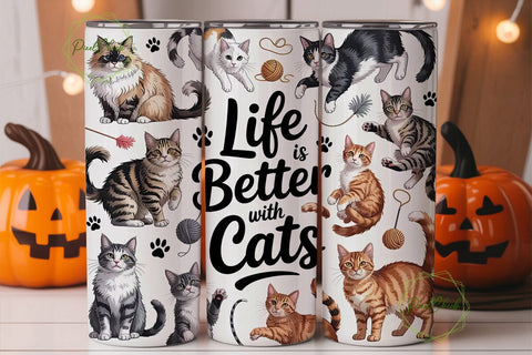 Playful Cats 20oz Tumbler Wrap Sublimation PixelChick 