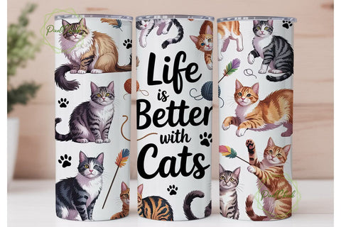 Playful Cats 20oz Tumbler Wrap Sublimation PixelChick 