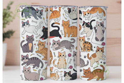 Playful Cats 20oz Tumbler Wrap Sublimation PixelChick 