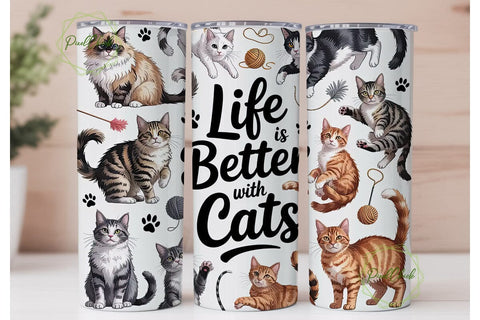 Playful Cats 20oz Tumbler Wrap Sublimation PixelChick 