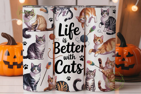 Playful Cats 20oz Tumbler Wrap Sublimation PixelChick 