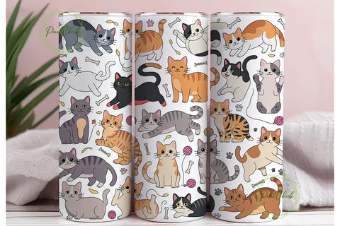 Playful Cats 20oz Tumbler Wrap Sublimation PixelChick 