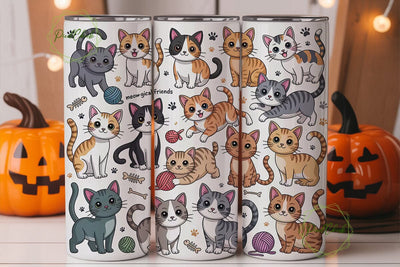 Playful Cats 20oz Tumbler Wrap Sublimation PixelChick 