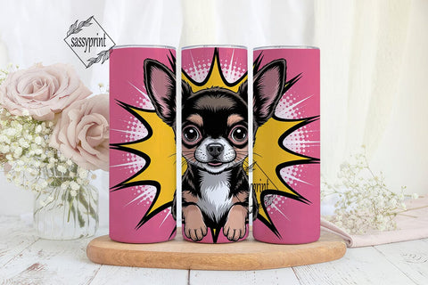 Playful Chihuahua 20oz Tumbler Wrap Sublimation sassyprint 