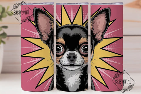 Playful Chihuahua 20oz Tumbler Wrap Sublimation sassyprint 