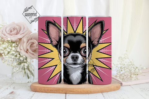 Playful Chihuahua 20oz Tumbler Wrap Sublimation sassyprint 