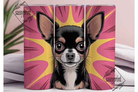 Playful Chihuahua 20oz Tumbler Wrap Sublimation sassyprint 