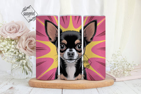 Playful Chihuahua 20oz Tumbler Wrap Sublimation sassyprint 