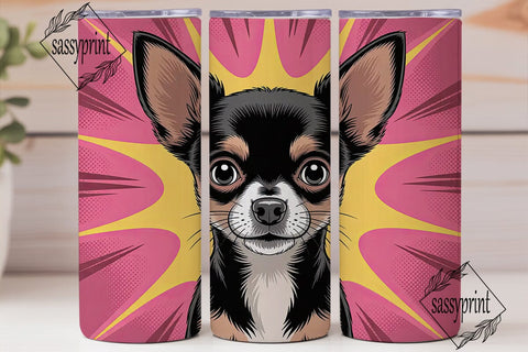 Playful Chihuahua 20oz Tumbler Wrap Sublimation sassyprint 