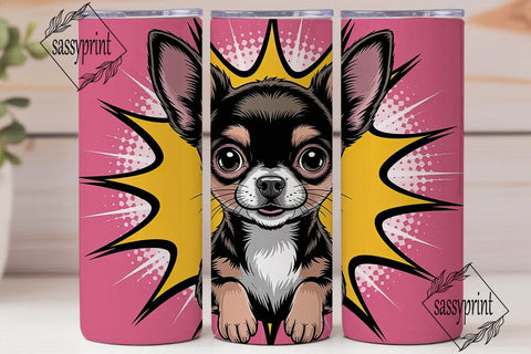 Playful Chihuahua 20oz Tumbler Wrap Sublimation sassyprint 
