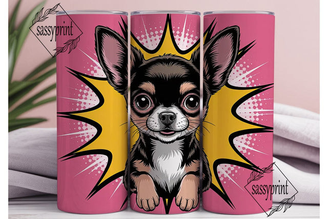 Playful Chihuahua 20oz Tumbler Wrap Sublimation sassyprint 