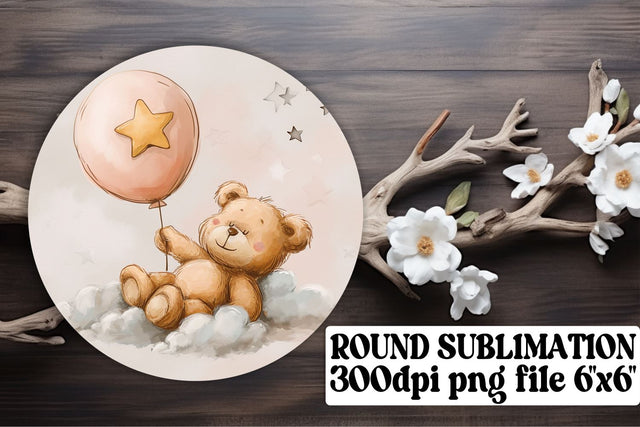 Playful Circle Ornaments with Watercolor Bears Sublimation afrosvg 