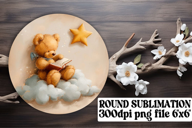 Playful Circle Ornaments with Watercolor Teddy Bears Sublimation afrosvg 