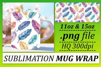 Playful Colorful Feather Mug Sublimation: 11oz 15oz Joy Sublimation afrosvg 