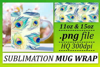 Playful Colorful Feather Mug Sublimation: 11oz 15oz Style and Charm Sublimation afrosvg 
