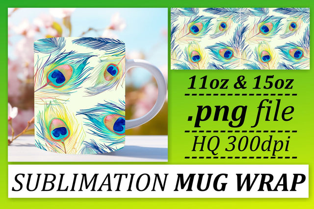 Playful Colorful Feather Mug Sublimation: 11oz 15oz Style and Charm Sublimation afrosvg 