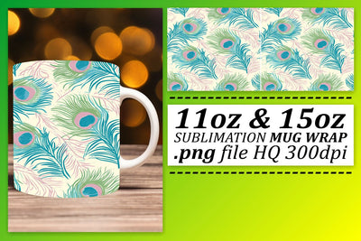 Playful Colorful Feather Mug Sublimation: 11oz 15oz Trendy Edition Sublimation afrosvg 